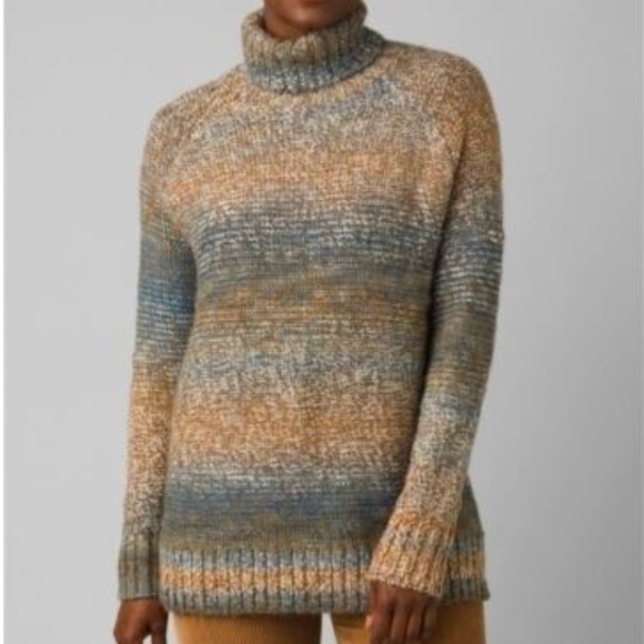 PrAna wool blend multi colored chunky knit turtleneck sweater - Picture 1 of 10